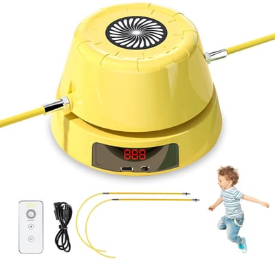 longziming -Elektrische Seilspringmachine – Springtouw machine – met Automatische Sprongteller – Handenvrij Fitnessapparaat voor Thuis en Kantoor - instelbaar voor multiplayer-springen – Geel