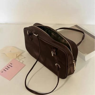 Nieuwe Niche Tas voor Vrouwen Effen Kleur Textuur Draagbaar Forensen Kleine Schoudertas black