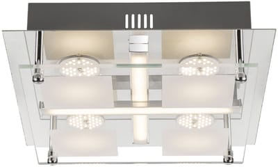 LED plafondlamp Plafondlamp Woonkamerlamp Plafondspot Slaapkamerlamp, chroom glas, LED 18W 1260Lm warm wit, LxBxH 24x24x7 cm
