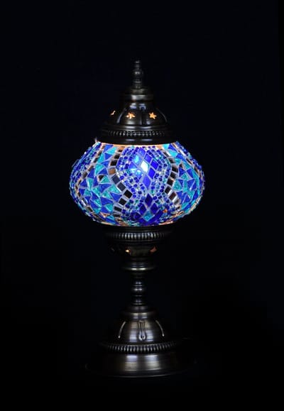 Turkse Lamp - Tafellamp - Mozaïek Lamp - Marokkaanse Lamp - Oosters Lamp - Authentiek - Handgemaakt - Blauw
