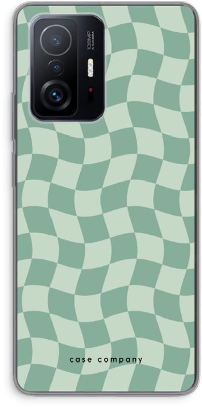 Case Company® - Hoesje geschikt voor Xiaomi 11T hoesje - Grid Groen - Soft Cover Telefoonhoesje - Bescherming aan alle Kanten en Schermrand