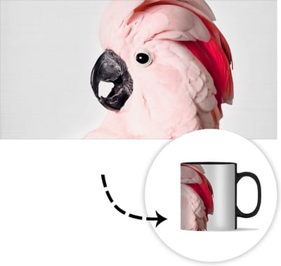 Magische Mok - Foto op Warmte Mokken - Koffiemok - Kaketoe - Roze - Dieren - Natuur - Magic Mok - Beker - 350 ML - Theemok