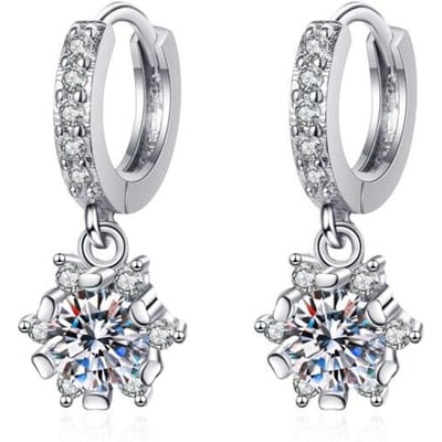 Dames Oorbellen Hanger 925 Zilver Micro -Ingelegd Zirkonia Volledig Diamant Creatief Een Paar Oorknopjes Piercing Hoops Oorbellen Sieraden white