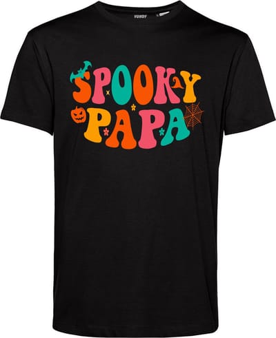 T-shirt Spooky Papa | Halloween Kostuum Volwassenen | Halloween | Foute Party | Zwart | maat XS