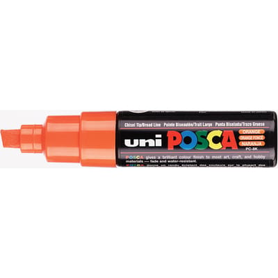 Donkeroranje verfstift op waterbasis met schuine punt breed