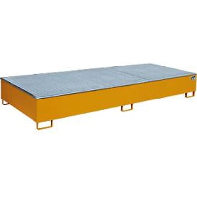 Bauer RW-GR 3300-3 PE vakkenbak, met rooster en PE inzet, B 3262 x D 1312 x H 383 mm, tot 1000 liter, gelakt staal, geel-oranje