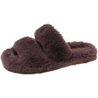 Fuzzy Slippers voor Dames Gezellige Open Teen Memory Foam Pluche Harige Pluizige Womens Slide Slipper Indoor House Schoenen voor de slaapkamer 40 paars