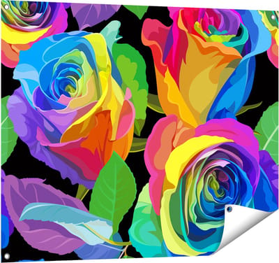 Gards Tuinposter Kleurrijke Rozen - Bloemen - Abstract - 100x80 cm - Tuindoek - Tuindecoratie - Wanddecoratie buiten - Tuinschilderij