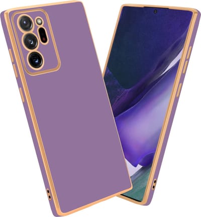 Cadorabo Hoesje geschikt voor Samsung Galaxy NOTE 20 ULTRA in Glossy Paars - Goud - Beschermhoes Case Cover van flexibel TPU-silicone en met camerabescherming