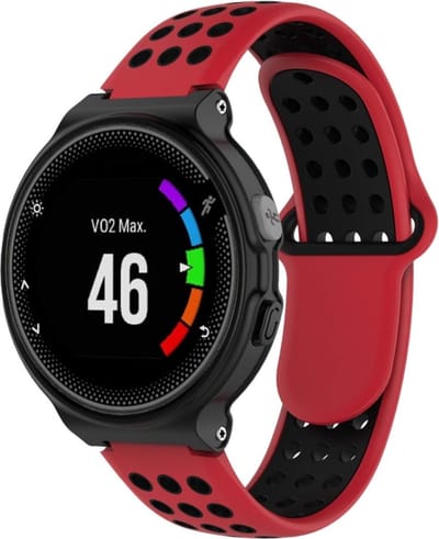 Siliconen bandje - geschikt voor Garmin Forerunner 220 / 230 / 235 / 620 / 630 / 735XT / Approach S20 / S5 / S6 - rood-zwart