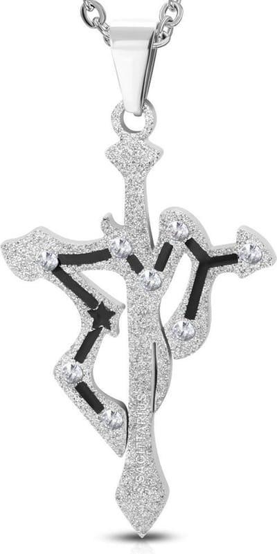 Montebello Ketting Boogschutter - 316L Staal - Horoscoop - 30x50mm - 60cm