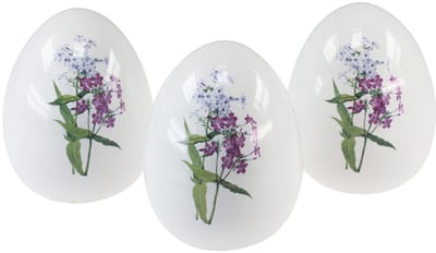 Paaseierendecoratie van keramiek met bloemendecoratie 12cm 3st, 3 Stüc
