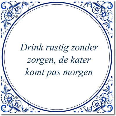 Tegeltje met standaard - Drink rustig zonder zorgen, de kater komt pas morgen