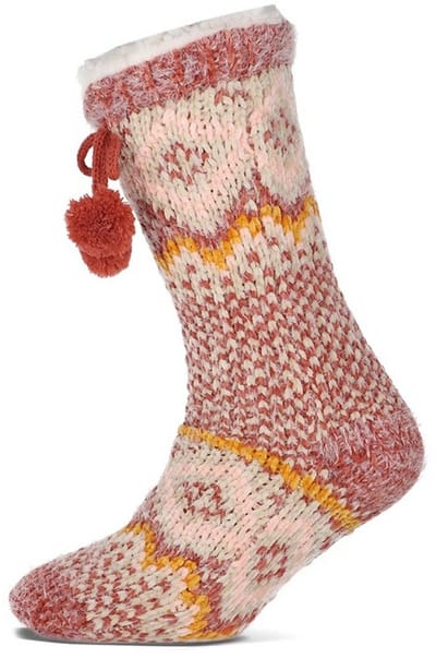 Basset dames huissokken nordic pompon rood