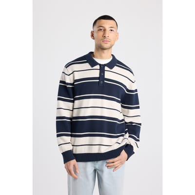 America Today Kelvin Polo Navy/white Größe: M | Longsleeves Outlet | Herren | Blau