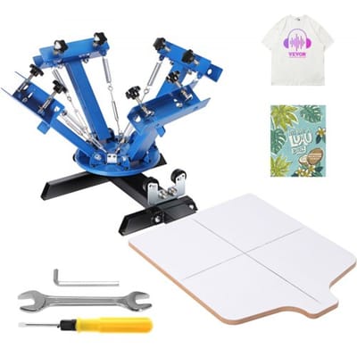 VEVOR Zeefdrukpers T-shirt zeefdrukmachine 1 kleur + 1 station, T-shirt pers, warmtepers transferpers DIY-apparatuur printer, textielbedrukking kleding, kussenslopen, bagage etc.