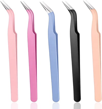 Roestvrijstalen Pincetten - Precisie Tools - Fijne Werkjes - Set van 5 stuks - 12.5 cm lang - Multicolor