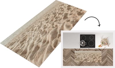 Keukenloper - Loper keuken - Zomer - Zand - Strand - 120x50 cm - Keukenloper vinyl