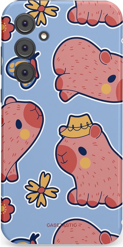 Casetastic Hoesje Geschikt voor Samsung A35 - Stijlvolle Beschermende Duo-layer Case - Capibara geluk