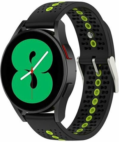 By Qubix - Geschikt voor Garmin bandje - Geschikt voor Garmin Vivoactive 4 / 4L - Dot Pattern bandje - Zwart met geel - Smartwatch bandje 22mm