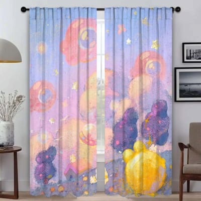 Lente Konijn Halloween Decoratie Verduisterend Gordijn voor Kamer 2 Paneel Gordijnen voor Slaapkamer Scheidingsschermen Woonkamer Keuken Camera W50xH70cmx2pcs-CL