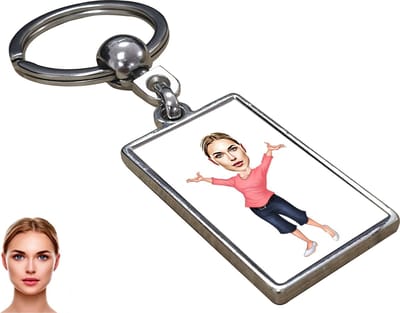 Moeder Karikatuur - Karikatuur Sleutelhanger met Jouw Foto - Sleutelhanger - Cadeau - Verjaardag - Kerst - Kado - Valentijn - Moederdag - Moederdag cadeautje - Moederdag cadeau voor mama - Gepersonaliseerd Cadeau