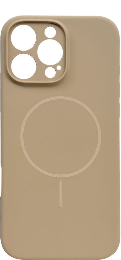 Casemania Hoesje Geschikt voor Apple iPhone 16 Pro - Zand Beige - Zachte Liquid Siliconen Back Cover Case - Geschikt voor MagSafe - Zeer Sterke Magneet - Telefoon hoes met Camera Bescherming