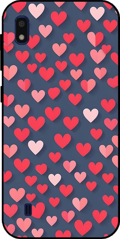 Smartphonica Telefoonhoesje Geschikt voor Samsung Galaxy A10 met Roze en Rode Hartjes Opdruk - TPU Backcover Case With Rosé and Red Heart Design geschikt voor Samsung Galaxy A10