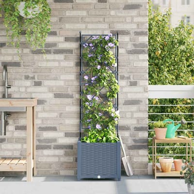vidaXL - Plantenbak - Lichtgrijs - 40 - x - 40 - x - 143 - cm - PP
