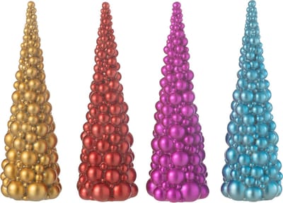 J-Line decoratie Ballen Kerstboom - polyresin - mix - small - 4 stuks