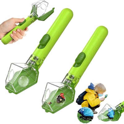 Insectenvanger met 6x vergrootglas- Lange Steel - Spinnenvanger - Vliegenvanger - Insectenpotje voor kinderen - Insect catcher - Insectenkijker - Insectendoos - Insectenzuiger - Insectenpotje - Spinnen verjager - Wespenval - Wespenverjager - 2 Stuks