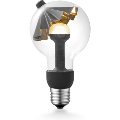 Design LED Lichtbron Move Me - Zwart/Goud - G80 Umbrella LED lamp - 8/8/13.7cm - Met verstelbare diffuser via magneet - geschikt voor E27 fitting - 3W 220lm 2700K - warm wit licht