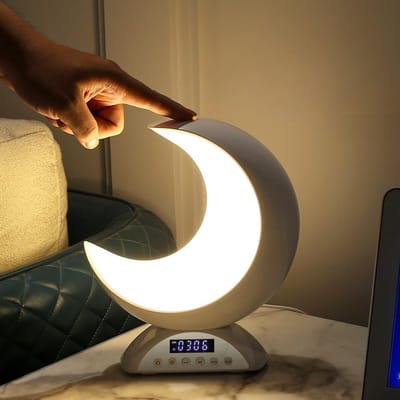 Lichtwekker Muziek - Maanlamp Touch - Ontspannen Sfeer - Halve Maan Vorm - 19 cm - Wit