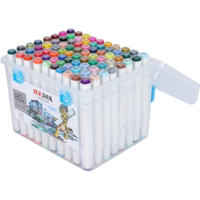 Ensemble de Marqueurs Colorés à Double Pointe pour Enfants Étudiants Comics Outils de Dessin Peints à la Main 80 Colors