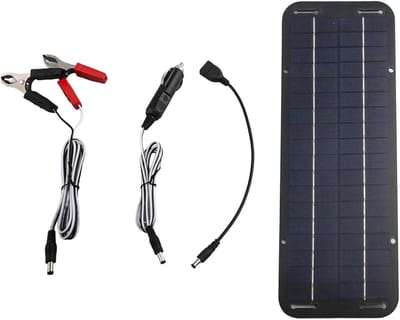 Zonnepaneel - Druppellader Accu - Voertuig Accu Laden - Hoge Energie Efficiëntie - 35 x 12.5 cm - Zwart