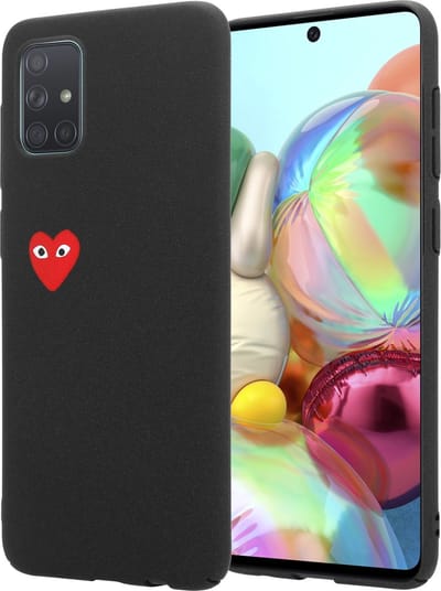 ShieldCase Heart Eyes hoesje geschikt voor Samsung Galaxy A51 hoesje - Hoesje met rood hartje - Hartjespatroon telefoonhoesje - Zwart