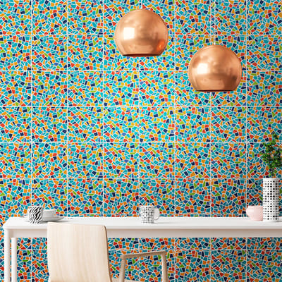 Muurstickers - Zelfklevende tegelmuurstickers voor keuken en badkamer - TERRAZZO WENDY - 24 stickers 10x10cm