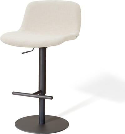 Nolon Niva-Mats Draaibare Tulp Barkruk Cottonbeige - Verstelbaar - Mat Zwart Onderstel - Stoffen - Scandinavisch -Barstoel