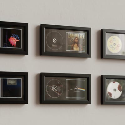 Houten CD Hoesje Displayframe voor Wandmontage met Beschermende Vulling