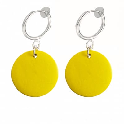 Klem oorbellen- Geel- hout- 2.5 cm- Tordis -geen gaatje-Charme Bijoux