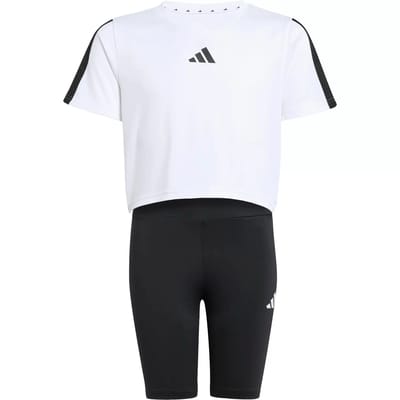 Adidas Train Essentials 3 Stripes Tee Korte Mouw Set Zwart 13-14 Years Meisje