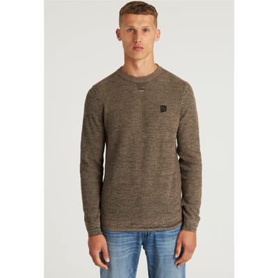 CHASIN Basal Mixed Pullover Taupe Maat: S | Sweaters Outlet | Heren | Bruin