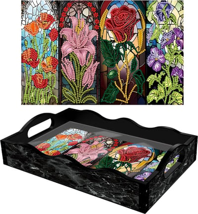 Adorzy Diamond Painting Dienblad Bloemen – Diamond Painting Volwassenen – Diamond Painting Volledig Pakket - DIY Pakket