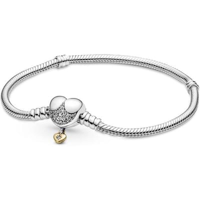 Bracelet à chaîne serpent à double tour avec fermoir en forme de cœur en argent sterling 925 100 % 925 pour bracelet européen 17cm white