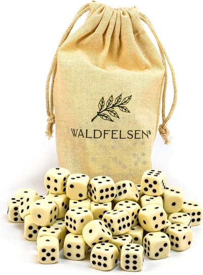 50 Acryl Dobbelstenen 16mm Set | 6-zijdige Kubussen met Opbergzak | Geschikt voor Bordspellen en Casino