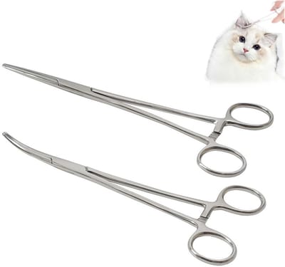 Set van 2 Roestvrijstalen Klemmen voor Vissen, Huisdieren en Piercing | Rechte & Gebogen Haakverwijderaar 12,5 cm
