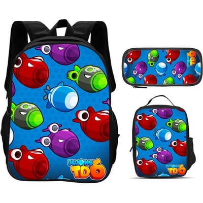 Bloons TD 6 rugzak etui icepack 3-delige set game print kleuterschool jongens en meisjes grote capaciteit nieuwe trend