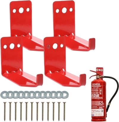 Brandblusser Wandhouder - Metalen Houder - Veiligheid Garanderen - Stabiele Bevestiging - 4 Stuks - Rood
