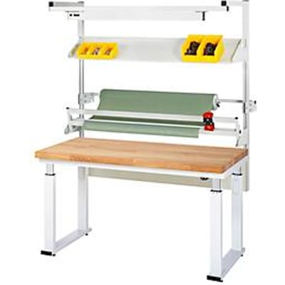 Rau inpaktafelsysteem 02 Werkbank serie adlatus 600, B 1500 x D 700 x H 740-1140 mm, massief beukenhouten blad, tot 600 kg