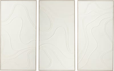 J-Line schilderij Nog - canvas/dennenhout - wit - 3 stuks